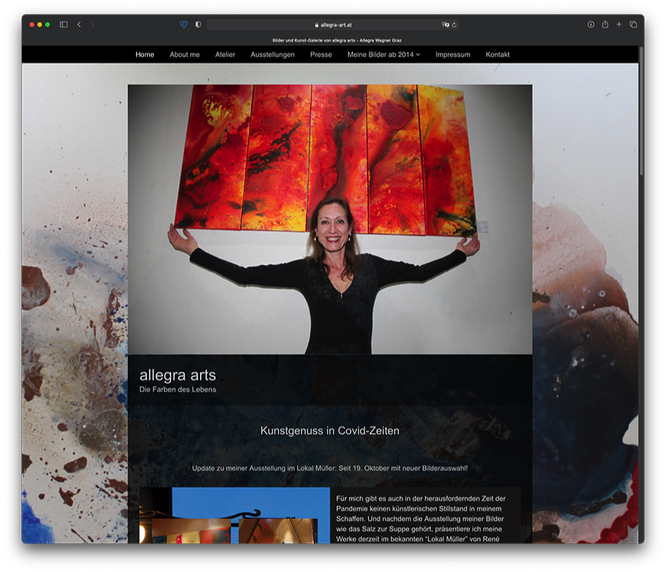 Homepage-Design für Künstlerin Allegra Wagner Graz