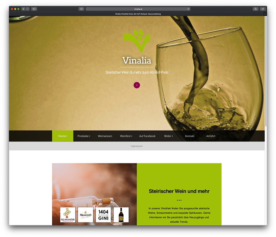 Homepage Betreuung Aktualisierung Relaunch Vinalia Graz
