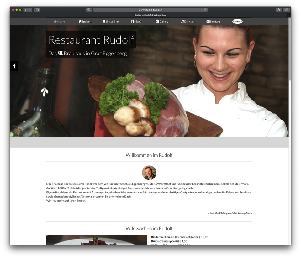 Homepage Text und Design Erlebnisbrauerei Rudolf