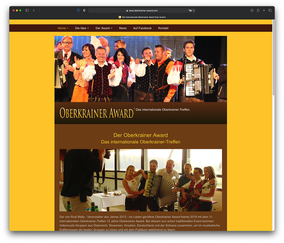 Webseitengestaltung Oberkrainer Musik Award